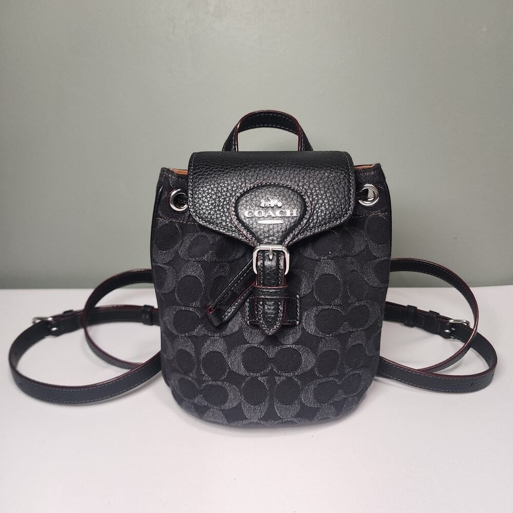NWT Coach CP106 Amelia Convertible Backpack In Signature Denim Black
